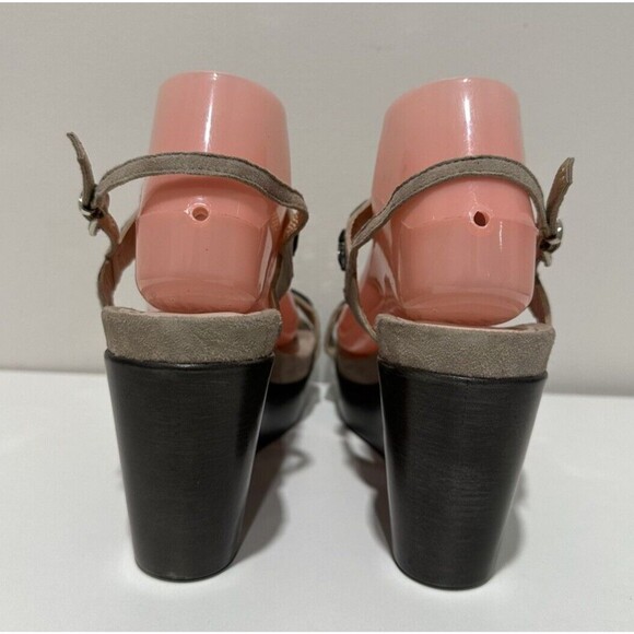 Mally women  size US 11 EU 41 beige suede buckle wedged heel sandals with jewels - Picture 6 of 13